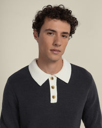 Larsson &amp; Co Men’s Tarup Wool Blend Long Sleeve Polo Shirt