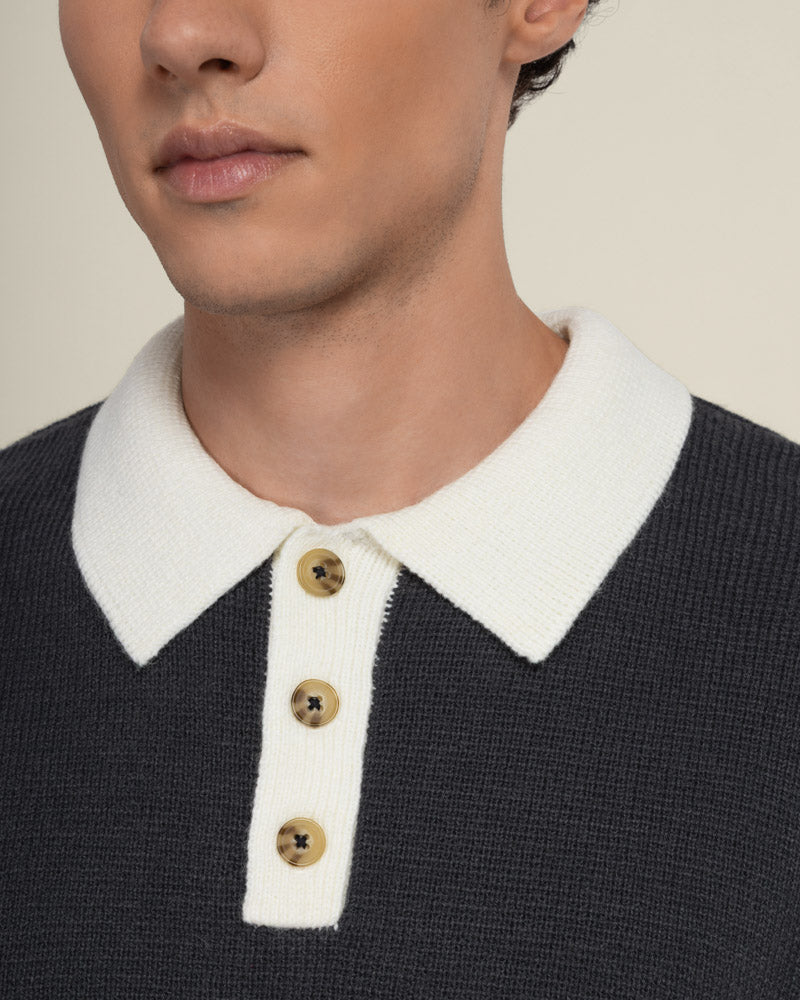 Tarup - Wool Blend Long Sleeve Polo Shirt