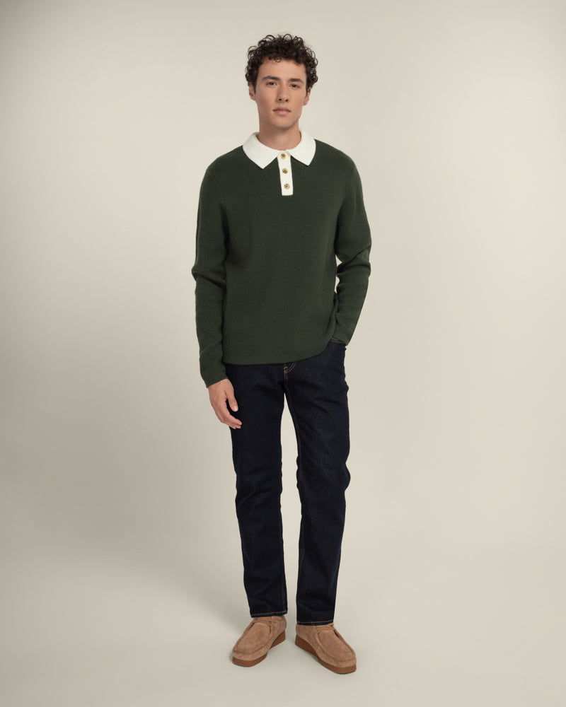 Tarup - Wool Blend Long Sleeve Polo Shirt