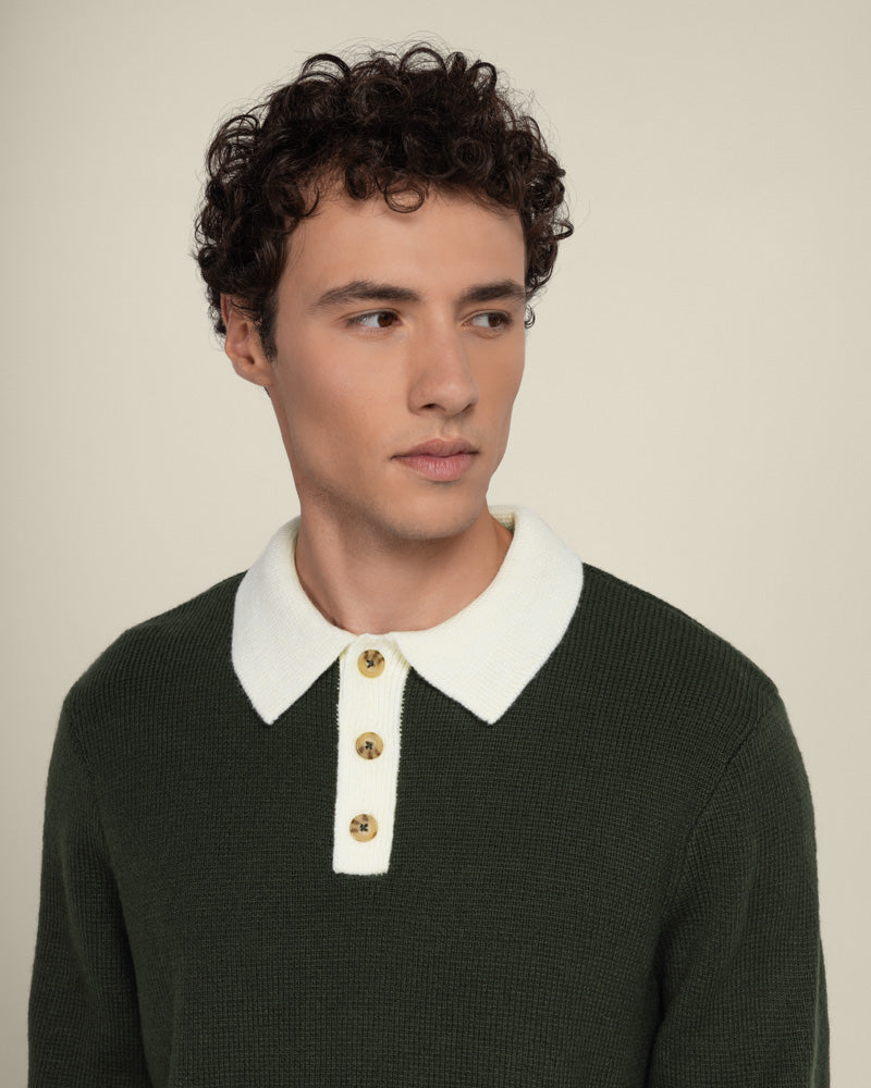 Larsson &amp; Co Men’s Tarup Wool Blend Long Sleeve Polo Shirt