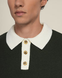 Tarup - Wool Blend Long Sleeve Polo Shirt