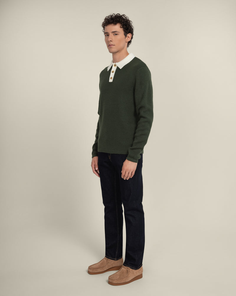Tarup - Wool Blend Long Sleeve Polo Shirt