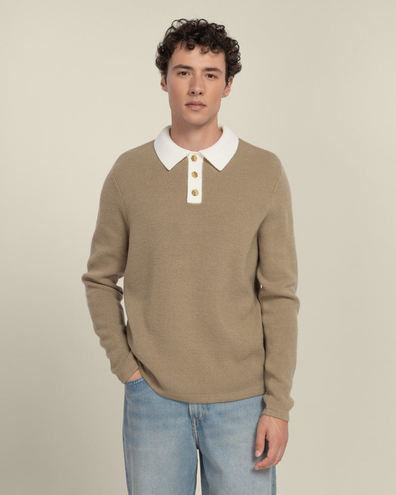 Larsson &amp; Co Men’s Tarup Wool Blend Long Sleeve Polo Shirt