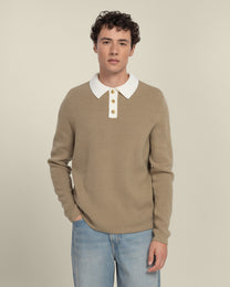 Tarup - Wool Blend Long Sleeve Polo Shirt
