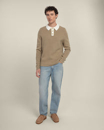 Tarup - Wool Blend Long Sleeve Polo Shirt