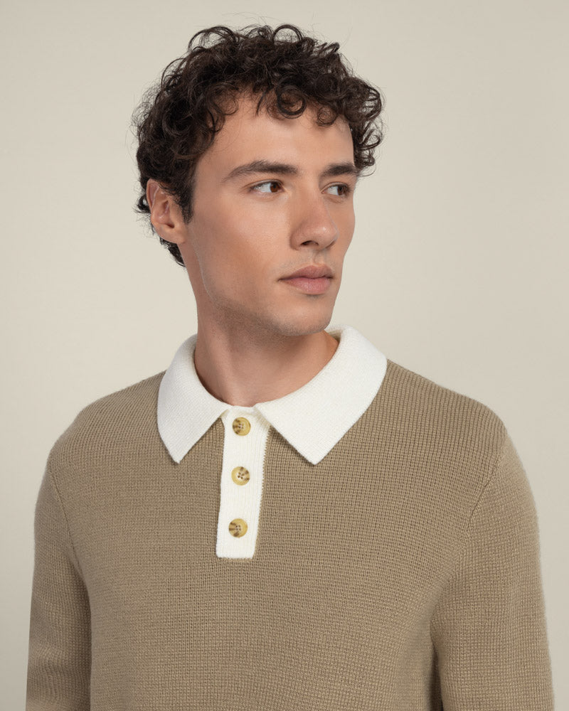 Tarup - Wool Blend Long Sleeve Polo Shirt