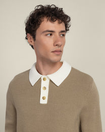 Tarup - Wool Blend Long Sleeve Polo Shirt
