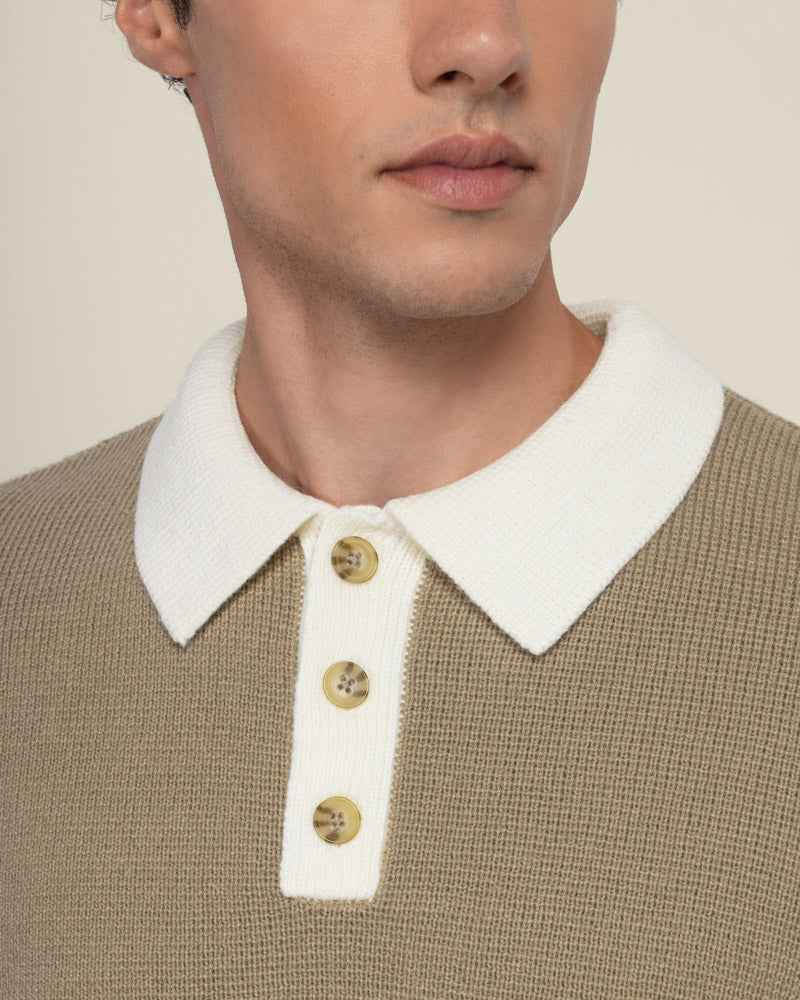 Tarup - Wool Blend Long Sleeve Polo Shirt