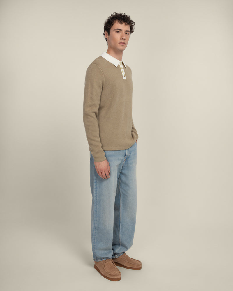 Tarup - Wool Blend Long Sleeve Polo Shirt