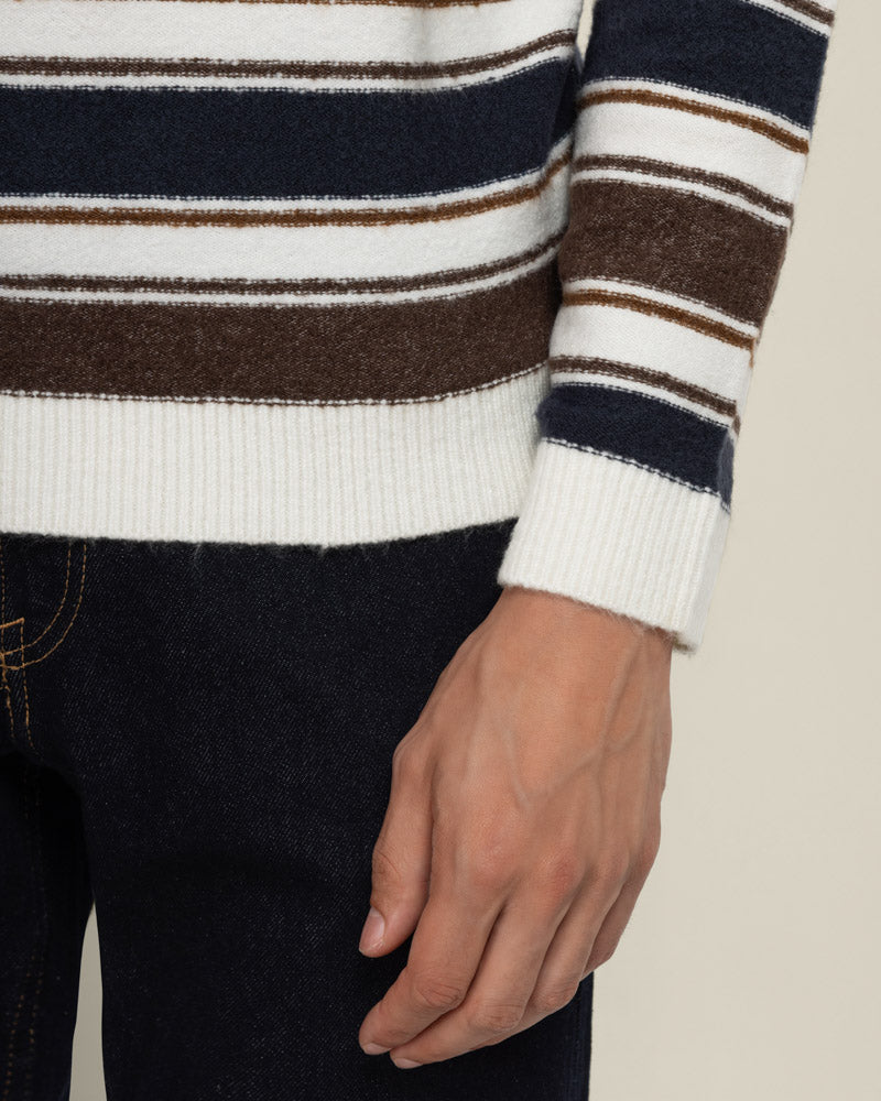 Osterby - Stripe Knitted Long Sleeve Polo Shirt