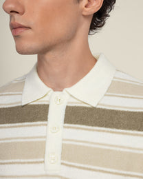 Osterby - Stripe Knitted Long Sleeve Polo Shirt