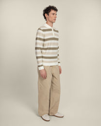 Osterby - Stripe Knitted Long Sleeve Polo Shirt