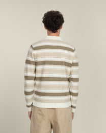 Osterby - Stripe Knitted Long Sleeve Polo Shirt