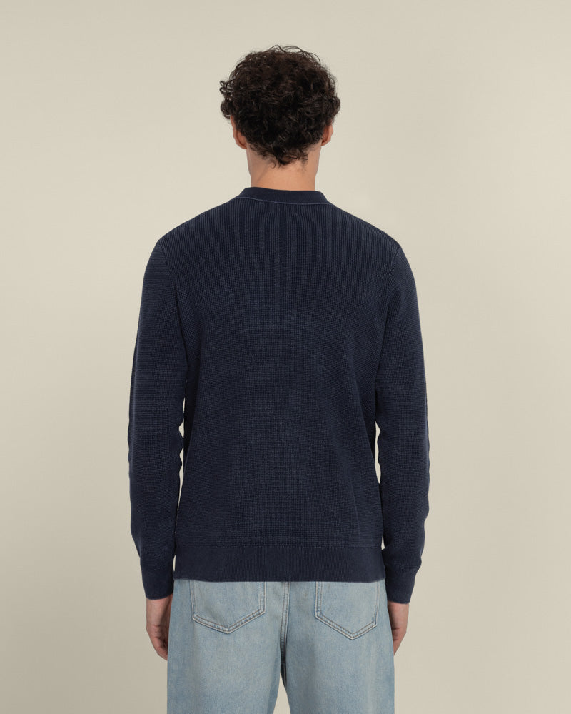 Gaerum - Vintage Wash Long Sleeve Polo Shirt