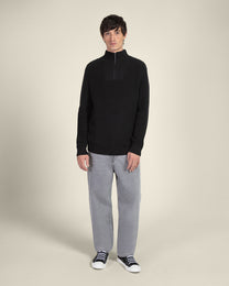 Rib Panel Knitted 1/4 Zip Sweater