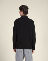 Rib Panel Knitted 1/4 Zip Sweater