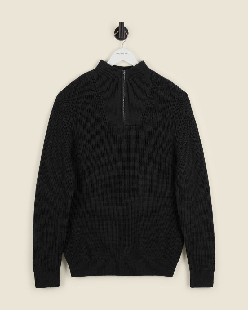 Rib Panel Knitted 1/4 Zip Sweater