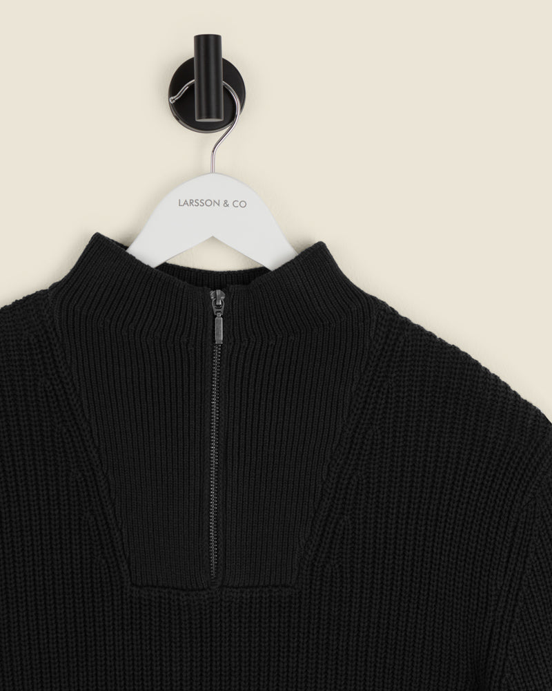 Rib Panel Knitted 1/4 Zip Sweater