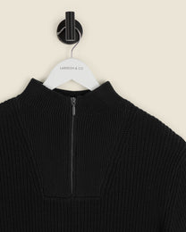 Rib Panel Knitted 1/4 Zip Sweater