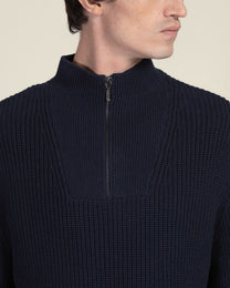 Rib Panel Knitted 1/4 Zip Sweater