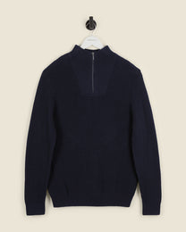 Rib Panel Knitted 1/4 Zip Sweater