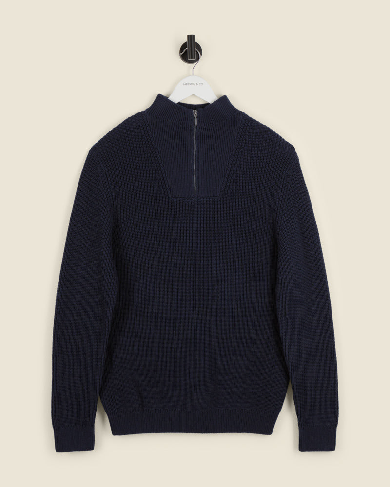 Rib Panel Knitted 1/4 Zip Sweater