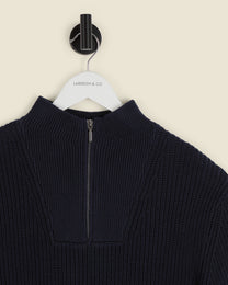 Rib Panel Knitted 1/4 Zip Sweater
