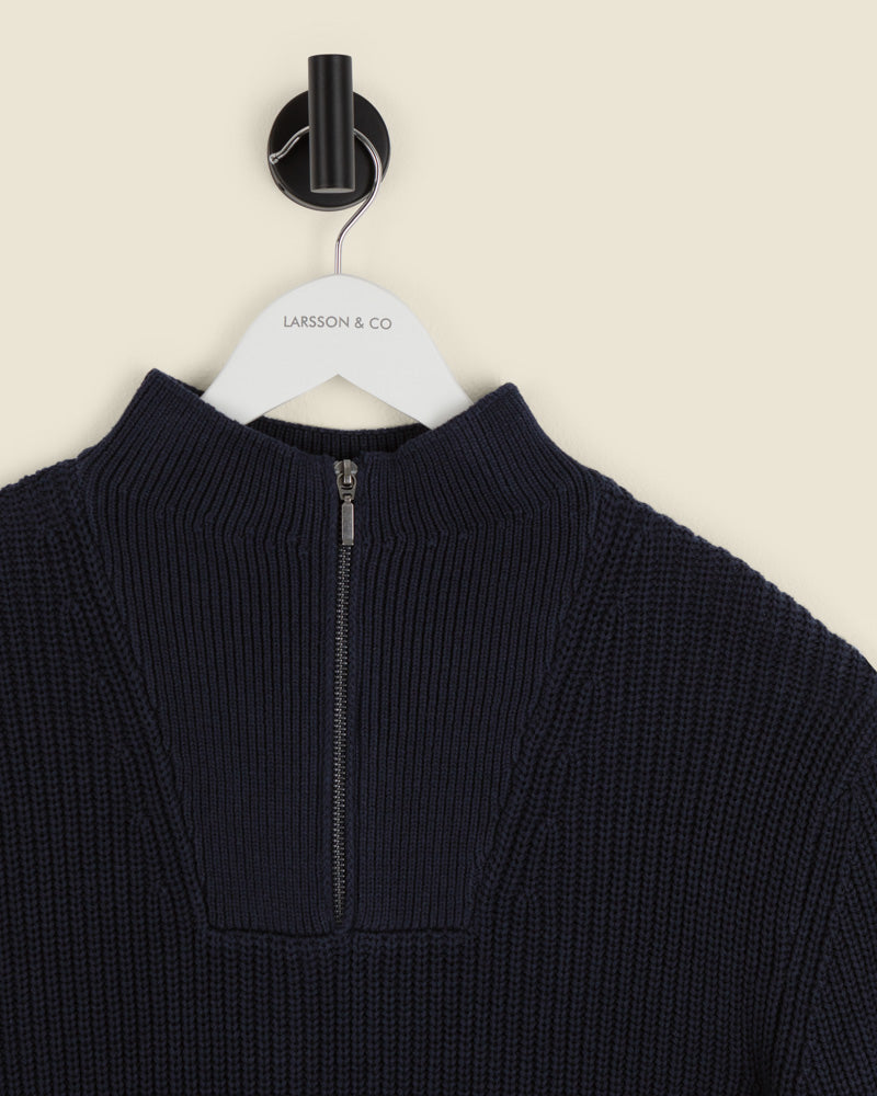 Rib Panel Knitted 1/4 Zip Sweater