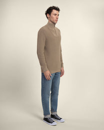 Rib Panel Knitted 1/4 Zip Sweater