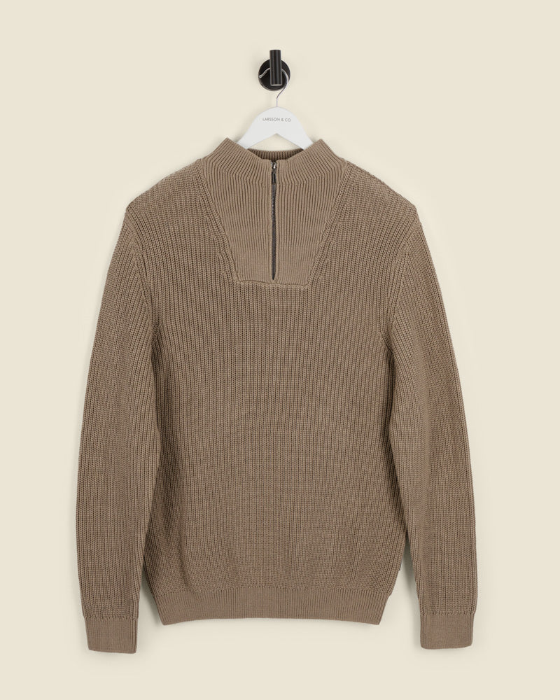 Rib Panel Knitted 1/4 Zip Sweater