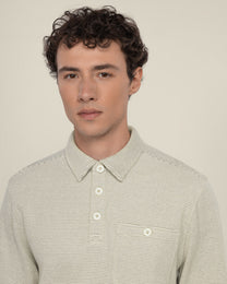 Aarhus - Textured Long Sleeve Polo Shirt