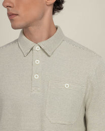 Aarhus - Textured Long Sleeve Polo Shirt