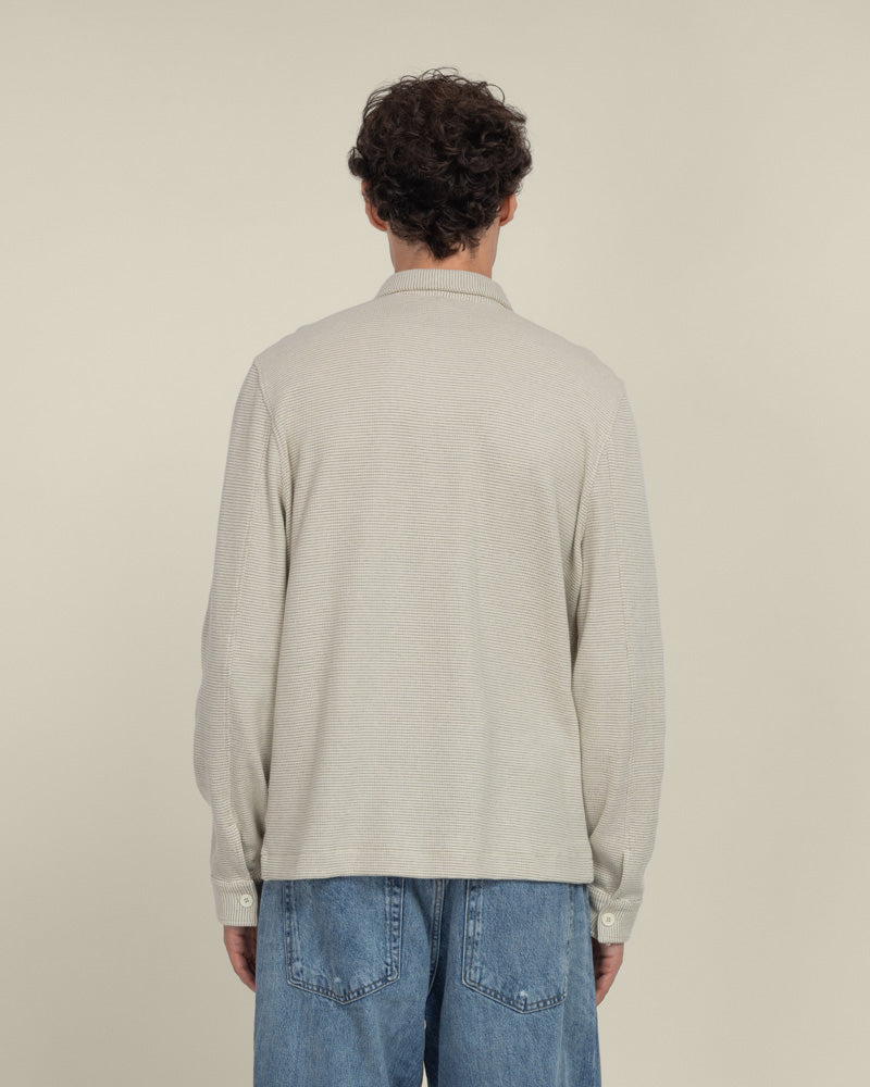 Aarhus - Textured Long Sleeve Polo Shirt