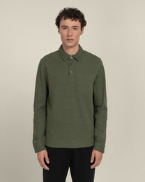 Aarhus - Textured Long Sleeve Polo Shirt