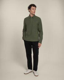 Aarhus - Textured Long Sleeve Polo Shirt