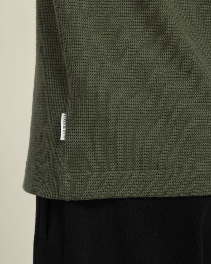 Aarhus - Textured Long Sleeve Polo Shirt