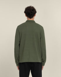Aarhus - Textured Long Sleeve Polo Shirt