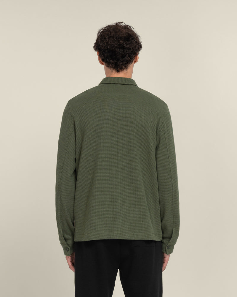 Aarhus - Textured Long Sleeve Polo Shirt