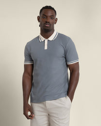 Anders - Textured Jacquard Polo Shirt With Contrast Rib