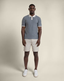 Anders - Textured Jacquard Polo Shirt With Contrast Rib