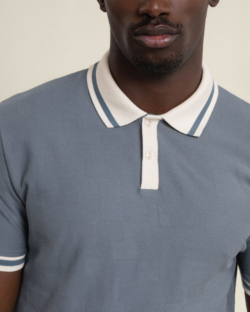 Anders - Textured Jacquard Polo Shirt With Contrast Rib