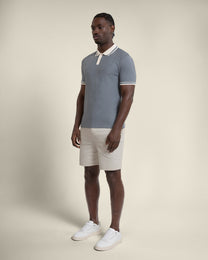 Anders - Textured Jacquard Polo Shirt With Contrast Rib