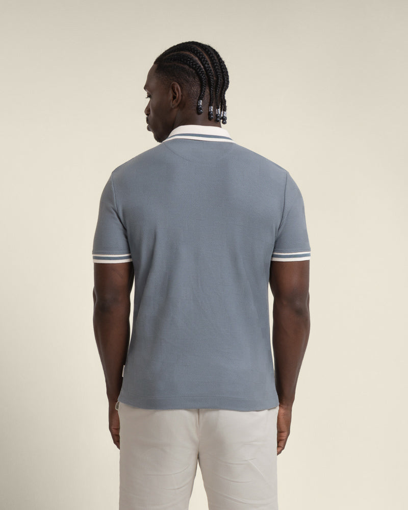 Anders - Textured Jacquard Polo Shirt With Contrast Rib