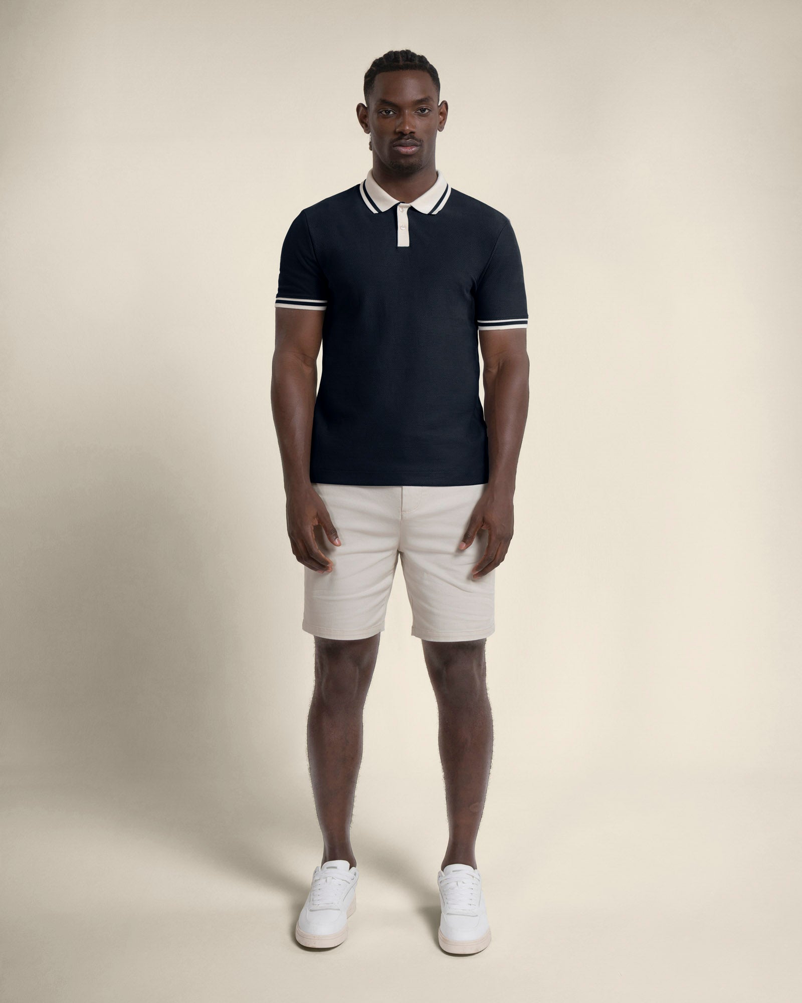 Anders - Textured Jacquard Polo Shirt With Contrast Rib