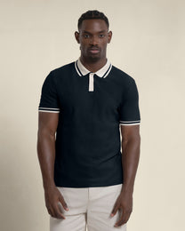 Anders - Textured Jacquard Polo Shirt With Contrast Rib