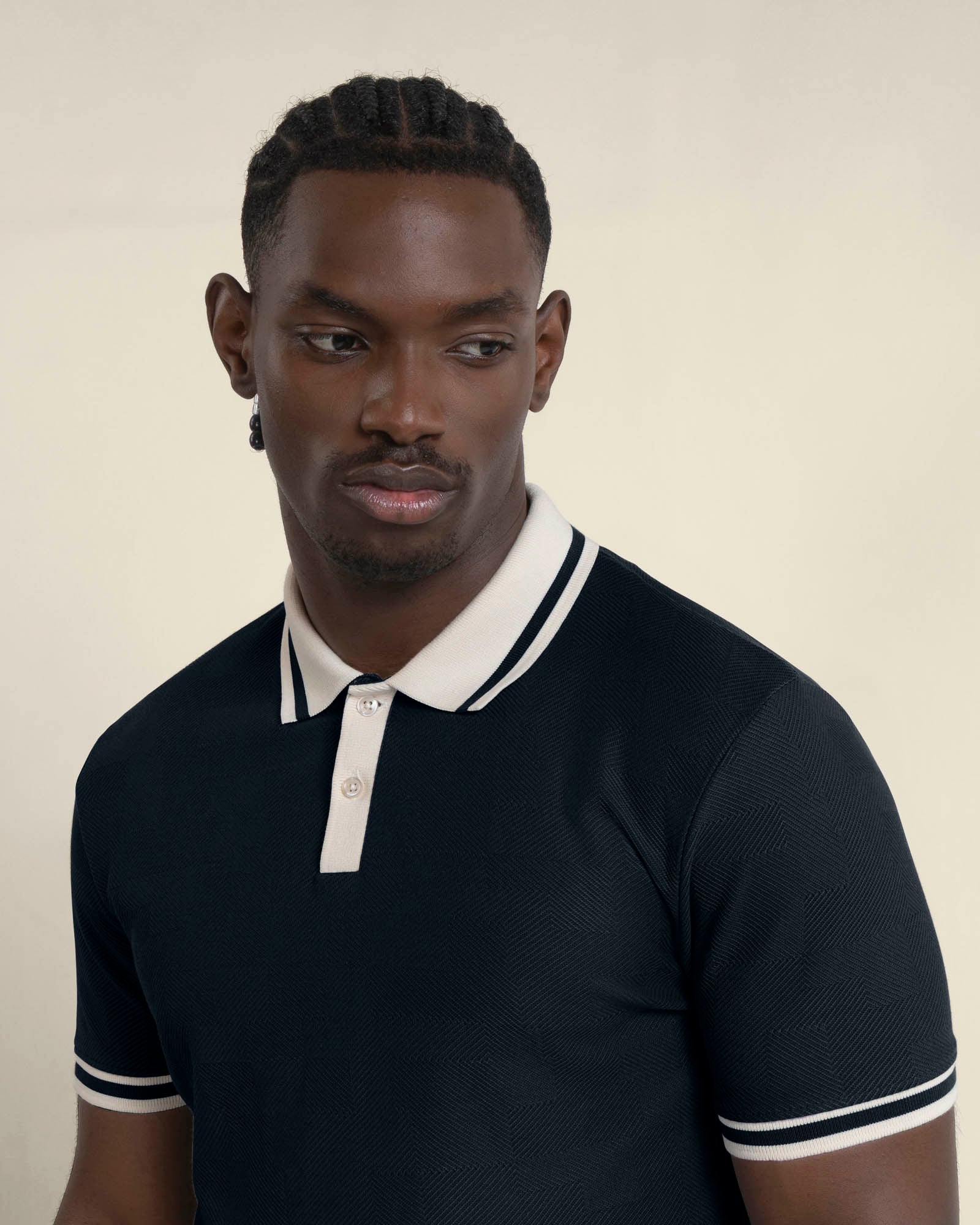 Anders - Textured Jacquard Polo Shirt With Contrast Rib