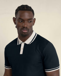 Anders - Textured Jacquard Polo Shirt With Contrast Rib