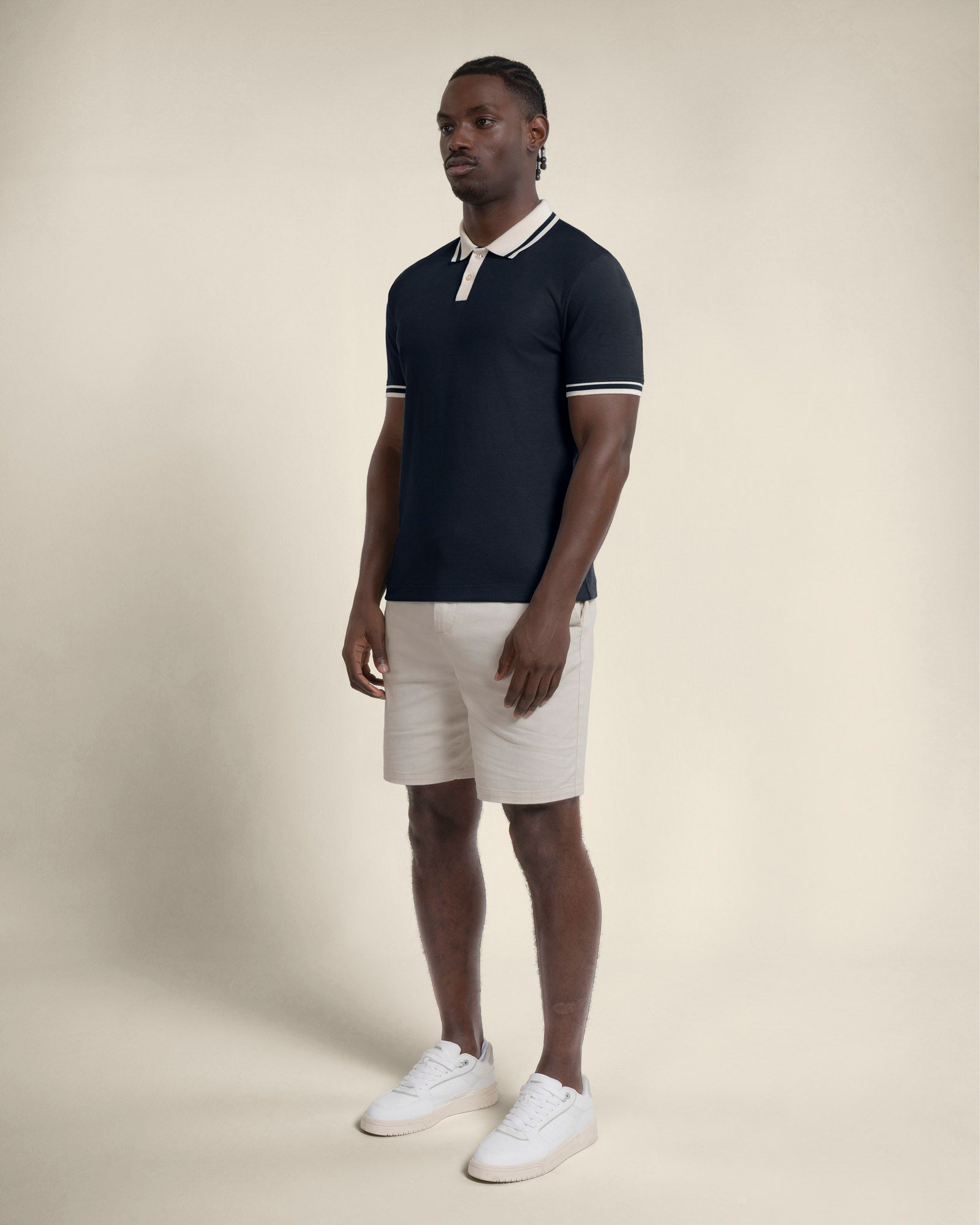 Anders - Textured Jacquard Polo Shirt With Contrast Rib