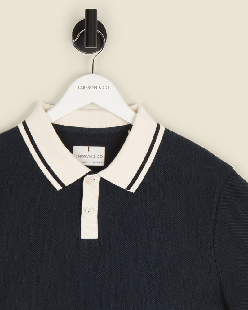 Anders - Textured Jacquard Polo Shirt With Contrast Rib