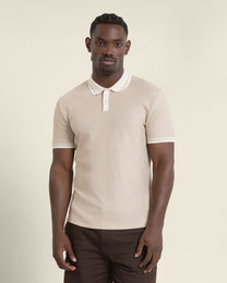 Anders - Textured Jacquard Polo Shirt With Contrast Rib